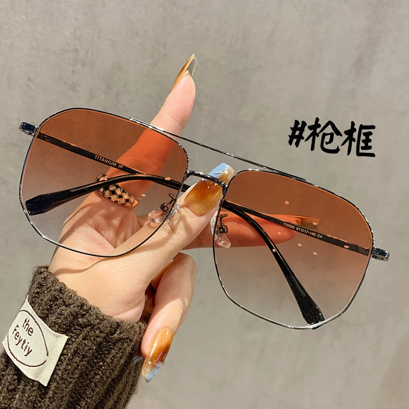 简约银框太阳镜男女通用大框时尚墨镜配有度数近视墨镜驾驶司机镜