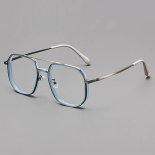 超轻飞行员双梁痞帅眼镜男款可配度数大框大脸眼镜框防蓝光近视镜