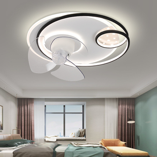 卧室风扇灯2024新款 现代简约家用一体电扇吸顶灯餐厅房间摇头灯具