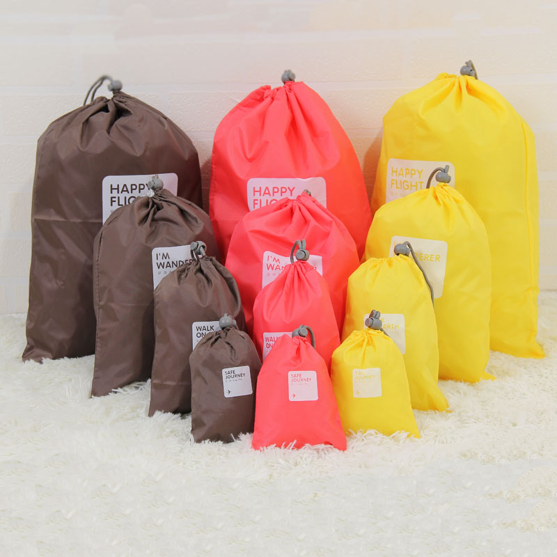 三根卷毛 韩国单 防水尼龙抽绳袋 束口收纳袋4件套 60g