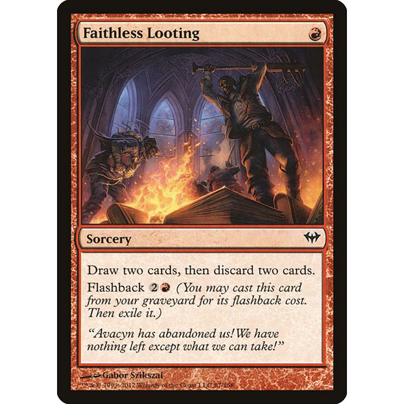 万智牌MTG黑影笼罩DKA87丧信掠夺Faithless Looting中英/闪