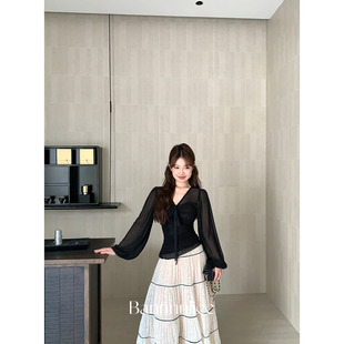 板栗西西 黑色上衣白色蕾丝半身裙子女 梵音仙境2