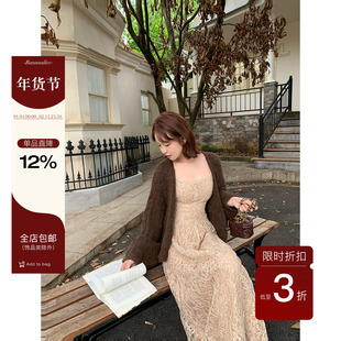 板栗西西【柏林日落】早秋设计感温柔风法式气质风质感毛织外套