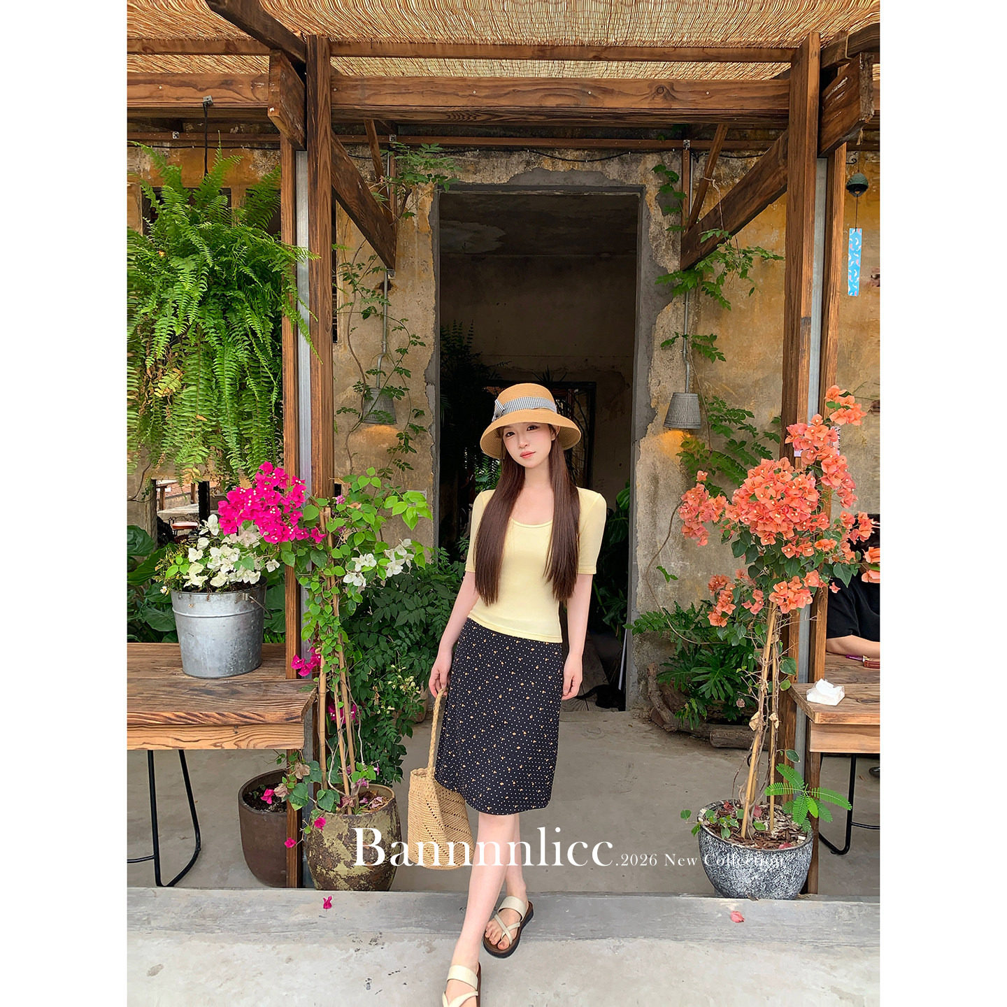 板栗西西【碎花美学】显瘦拉链黑色碎花A字半身裙中裙子女夏季