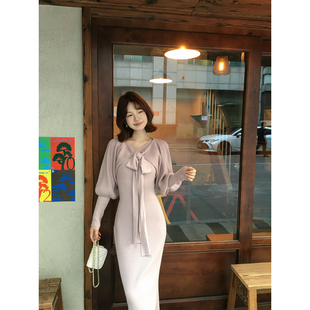 淡紫色开衫 板栗西西 温柔设计感法式 秋季 连衣裙两件套 紫色秋韵