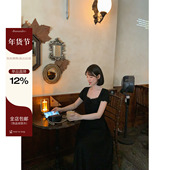 夏法式 板栗西西 漫步悉尼 复古甜美赫本风蕾丝拼接显瘦连衣裙女