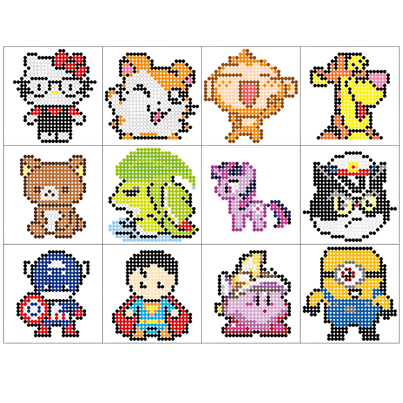 5mm拼拼豆豆1比1背景图DIY拼豆图纸拼图图案卡通手工益智启蒙玩具