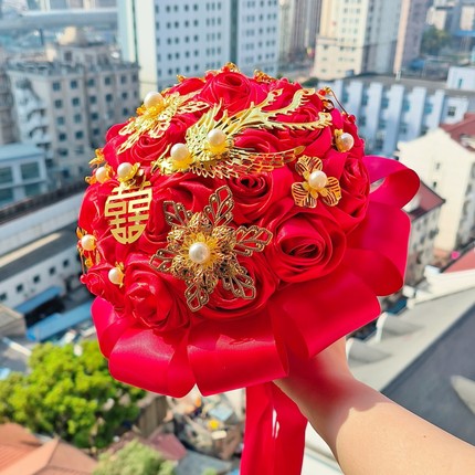 凤凰新中式婚礼新娘手捧花结婚高级感国风秀禾diy手工材料包登记