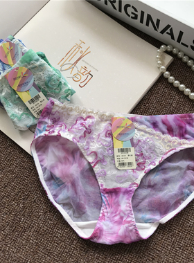 4件包邮黄金身段show正品84124配套裤36124印花三角网纱女士内裤