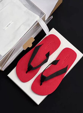 原单row家拖鞋 新款人字拖鞋凉鞋黑/红色女款可外穿时髦