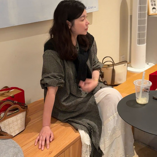 【花生女郎】2025春秋日系森女文艺连衣裙+开衫两用穿七分袖 1413