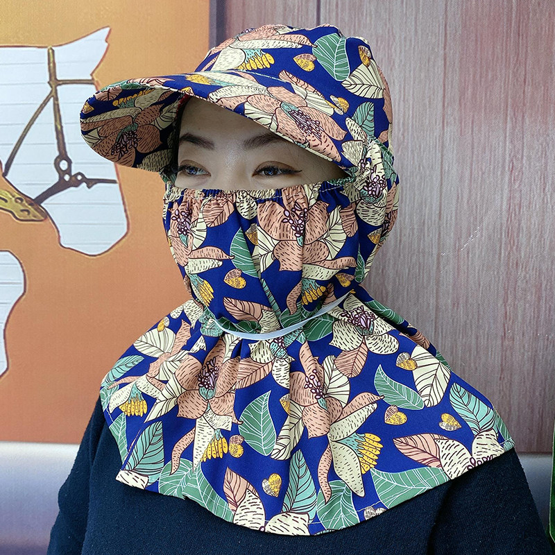 遮阳帽女防晒防紫外线太阳帽遮脸大帽檐干活护颈防尘帽采茶帽子女