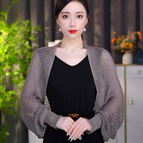 冰丝长袖披肩女外搭2026新款夏季时尚洋气百搭薄款防晒针织开衫女