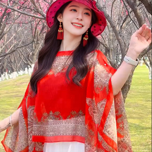 薄款多功能防晒披肩女时尚洋气外搭夏天旅游沙滩妈妈款丝巾纱巾女