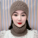 秋冬保暖帽子女款 毛线针织头巾头套包头帽护耳遮白发发带 2025新款