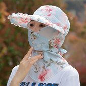 花边遮阳帽子女夏天防晒太阳帽遮脸护颈防紫外线户外骑电车采茶帽