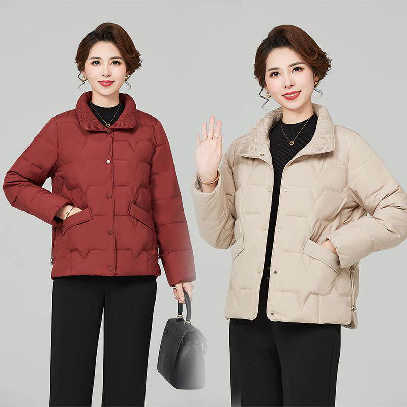 妈妈冬装羽绒服短款衣鸭鸭加厚保暖洋气小个子宽松棉袄轻薄
