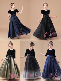 北京出租儿童钢琴演奏礼服演出服女童小主持人乐团礼服裙中大童