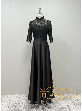 女士黑色中式乐团指挥钢伴礼服 高档合唱指挥服 晚宴礼服定制出租