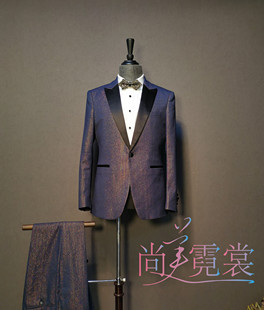出租年会主持人西服套装男潮流暗紫色新款亮面婚礼司仪主持人礼服