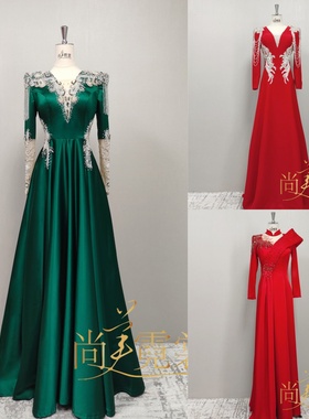 《北京出租》端庄大气红色年会晚宴主持人礼服裙艺考声乐民歌独唱