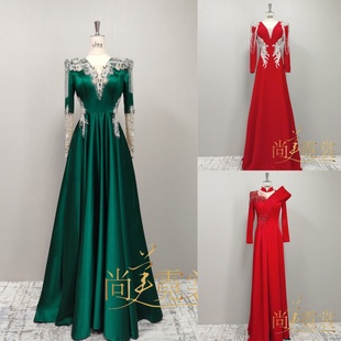 《北京出租》端庄大气红色年会晚宴主持人礼服裙艺考声乐民歌独唱