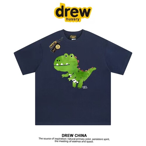 drew美式恐龙印花纯棉短袖T恤男