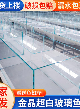 定制金晶超白玻璃鱼缸小型家用客厅桌面生态斗金养鱼裸缸