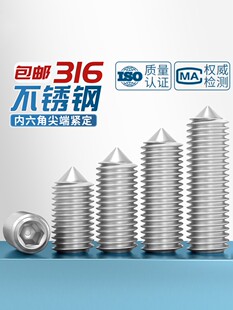 316不锈钢内六角尖端紧定螺丝ISO4027堵头顶丝机米无头螺钉M2-M16