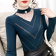 双面德绒半高领烫钻打底衫 磨毛上衣潮 女秋冬内搭洋气加绒2024新款