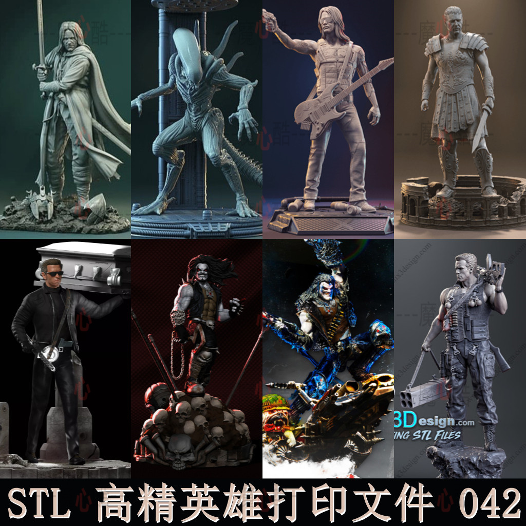 3D打印STL高精度模型文件拆件打桩动漫游戏人物角色合集042
