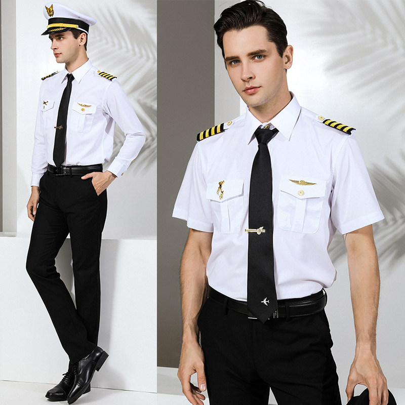 空少衬衫套装男机长制服飞行员衬衣机师制服夜店发型师酒店工作服