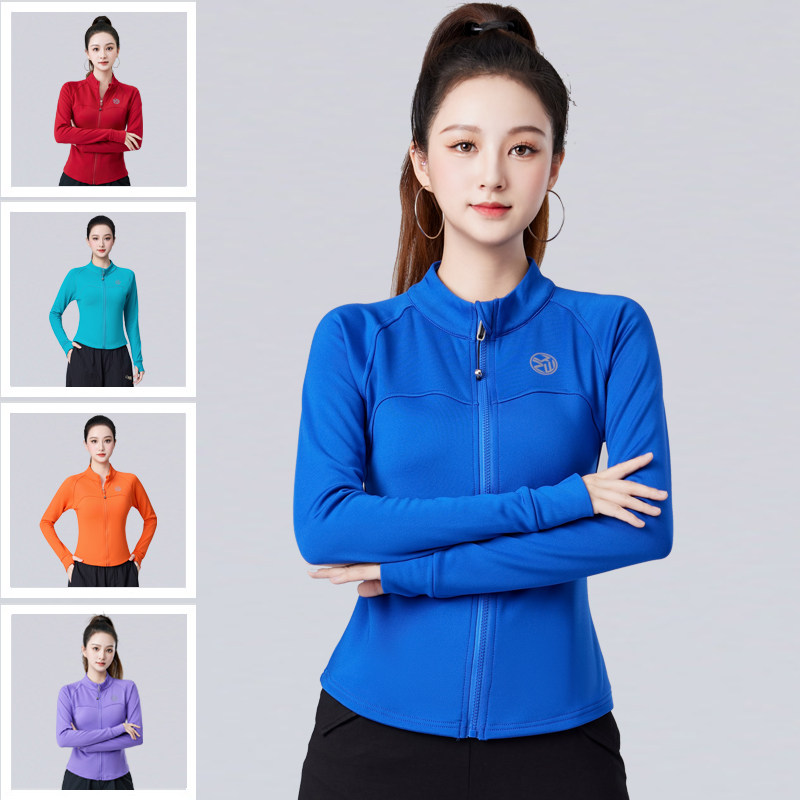 秋冬广场舞拉链立领长袖上衣女速干健身操运动服加绒团体演出服女