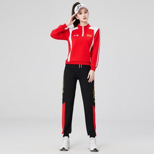 洛神广场舞服装新款运动健身服秋加厚棉卫衣工装裤团队舞蹈服