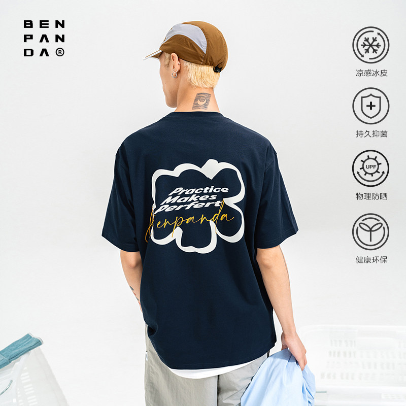 【清仓】BENPANDA  花卉印花短袖夏季新款日系圆领休闲T恤