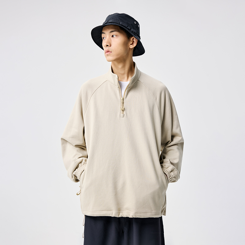 BENPANDA 立领半拉链撞色卫衣秋冬情侣款插肩袖运动长袖套头上衣