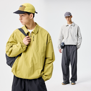 BENPANDA户外半开领拉链衬衫 翻领套头衬衣 男休闲速干透气插肩长袖