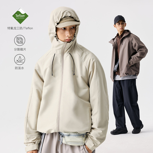 BENPANDA特氟龙三防机能连帽冲锋衣男透气休闲宽松夹克外套春秋款