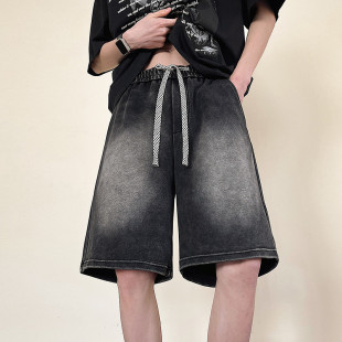 水洗五分裤 NANGAOFF大码 潮流百搭宽松潮胖子中裤 男夏季 男 牛仔短裤