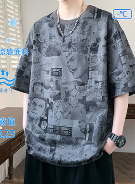 NANGAOFF潮牌大码男装休闲短袖T恤男宽松加肥加大胖子的衣服夏天