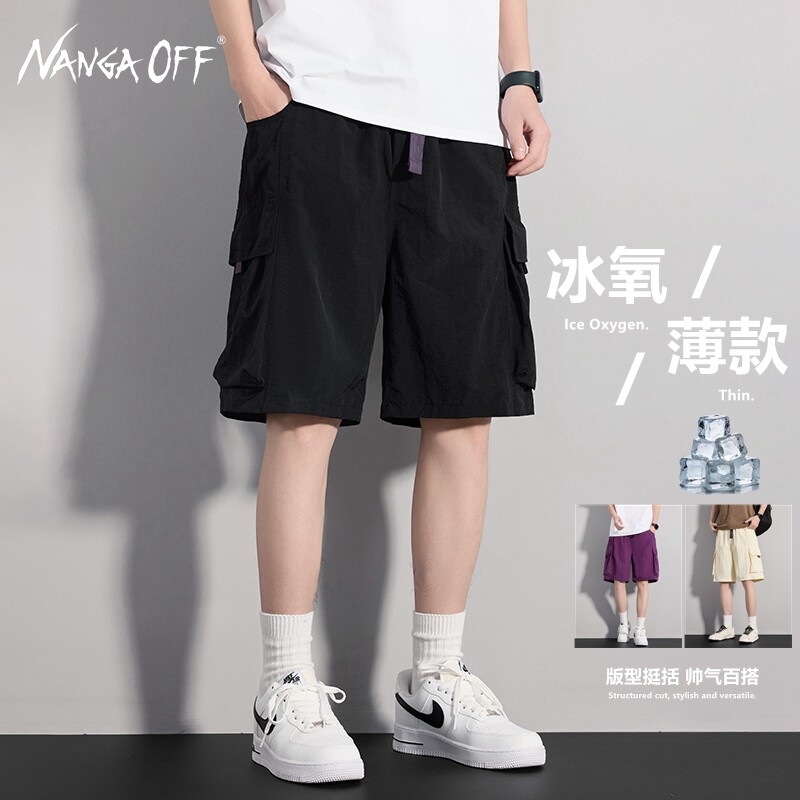冰丝工装短裤男宽松夏季美式复古休闲新款速干运动五分裤子男大码