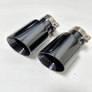 汽车排气管不锈钢钛黑色打孔款 尾喉消音器排气尾咀通用款
