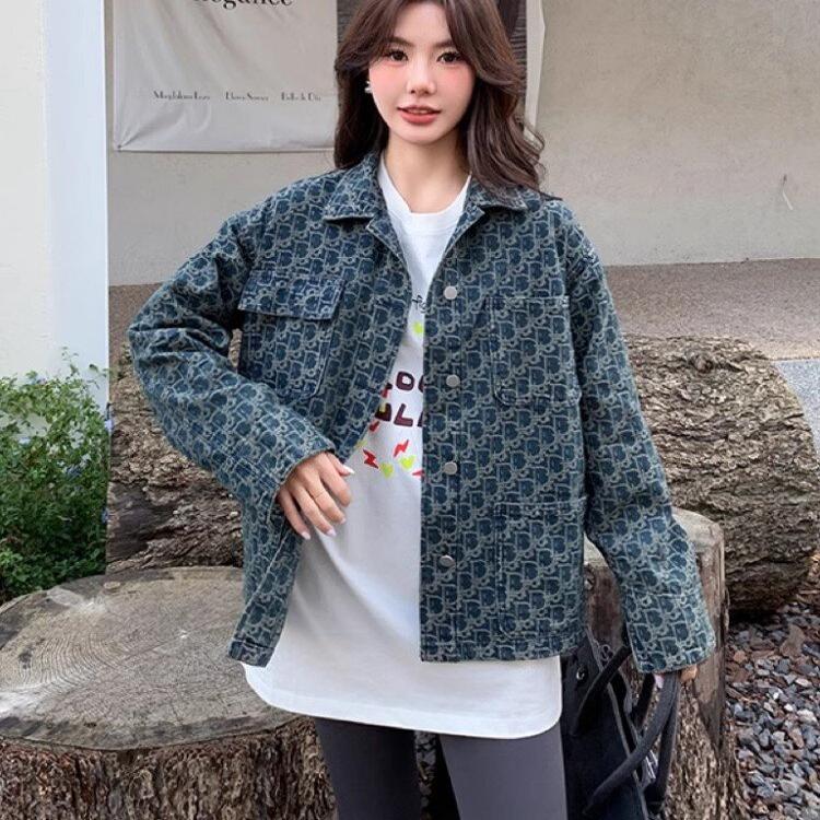 通勤中长款牛仔棉外套