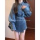 开春穿搭整套2025新款 半身短裙子两件套 复古高级感气质牛仔外套