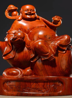 花梨木雕弥勒佛像摆件大号红木雕刻工艺品坐笑佛实木家用乔迁送礼
