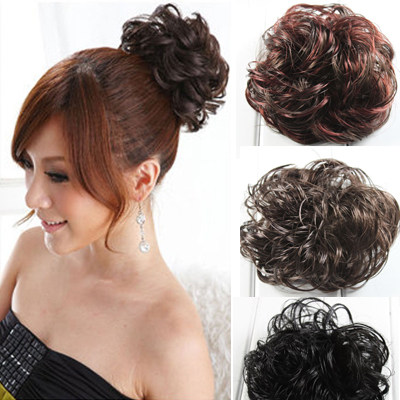 韩国仿真发丝假发头花卷发花苞头女马尾发圈发绳头绳发饰头饰