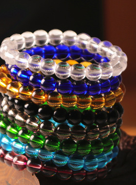 跨境饰品玻璃水晶彩手链赠品时尚人造水晶手串女旅游网店礼品