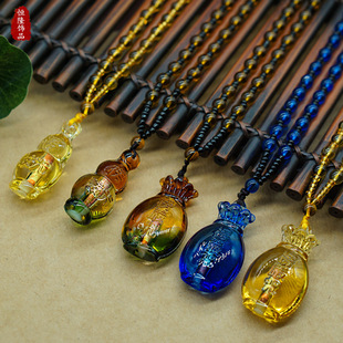 厂家直销2020新款楞严咒吊坠 琉璃吊坠 内置经文宝瓶吊坠出入