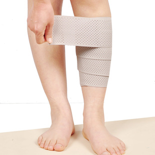 缠绕弹力运动加压绷带魔术贴护具跑步篮球腿部绑带男女护小腿灰色