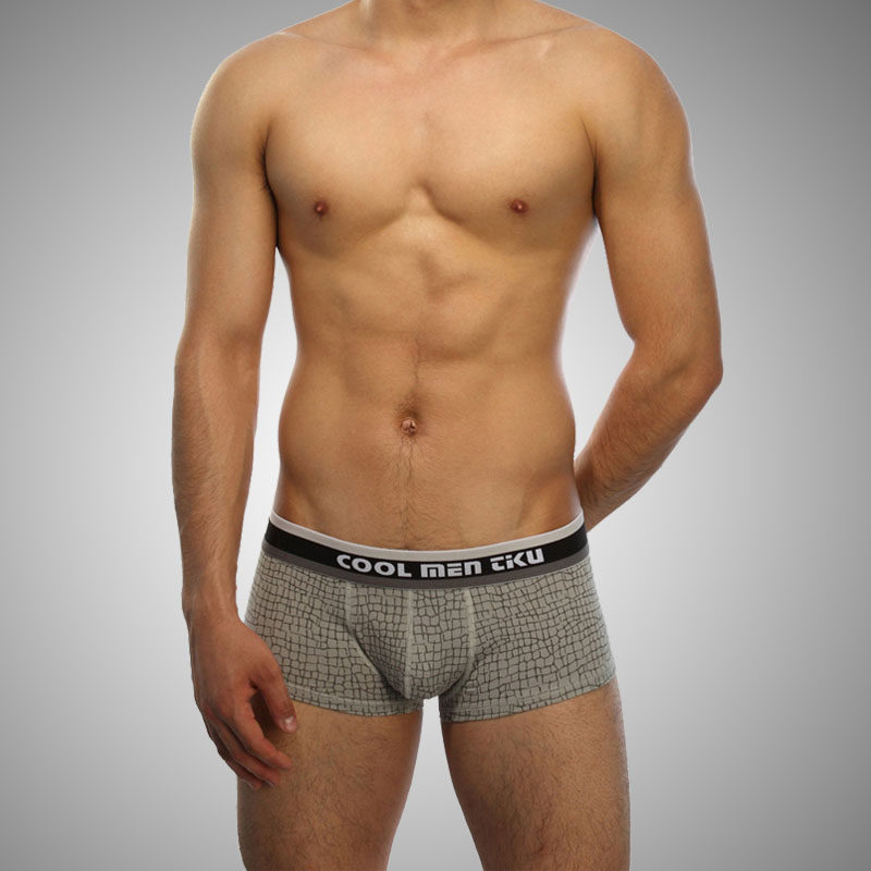 梯酷纯棉龟裂纹印花男士内裤 经典个性低腰U凸囊袋平角裤TIKU1888